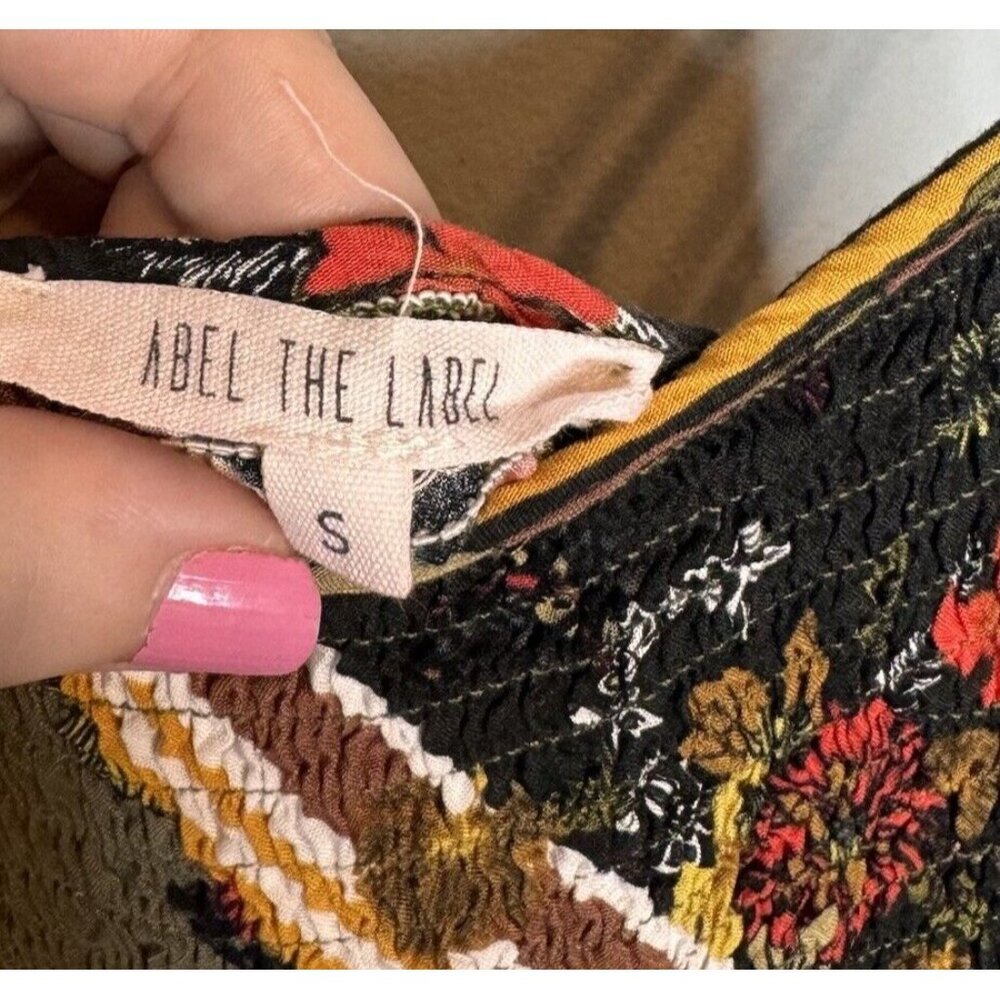 Abel the label By Anthropologie Scarf Maxi Dress In Green Size Small Smocked - Picture 9 of 11